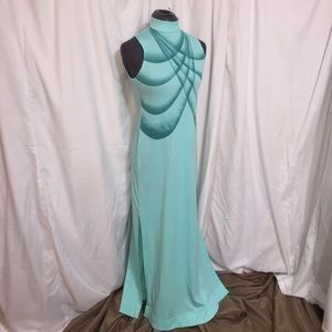 Vintage sleeveless teal maxi dress